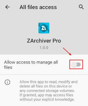 ZArchiver File lists
